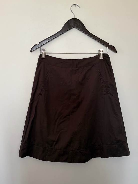 M0851 Dresses & Skirts - M0851 Brown Cotton A-Line Skirt Made in Canada - XXS
